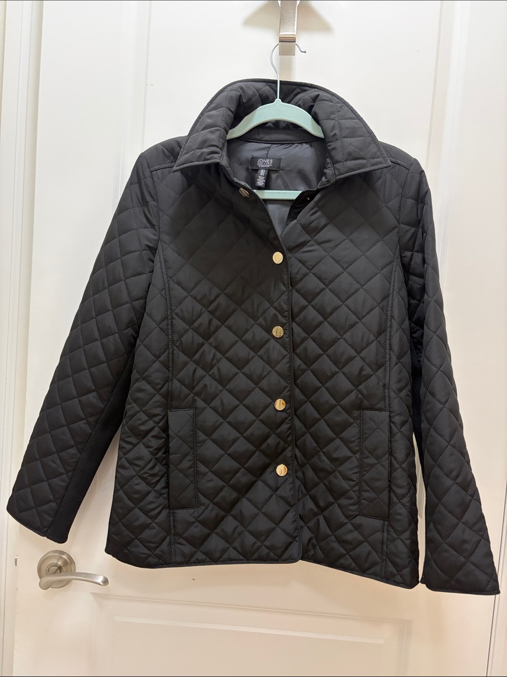 Jones New York Black Quilted Snap-Front Fall Jacket